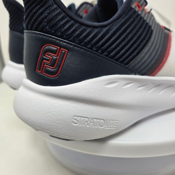 FootJoy Flex Mens Golf Shoes White Navy Red Spikeless Stratolite Mesh 56277 main image 8